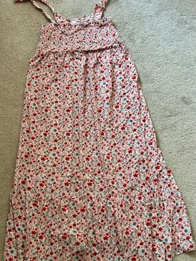 Maternity Red and White Floral Dress